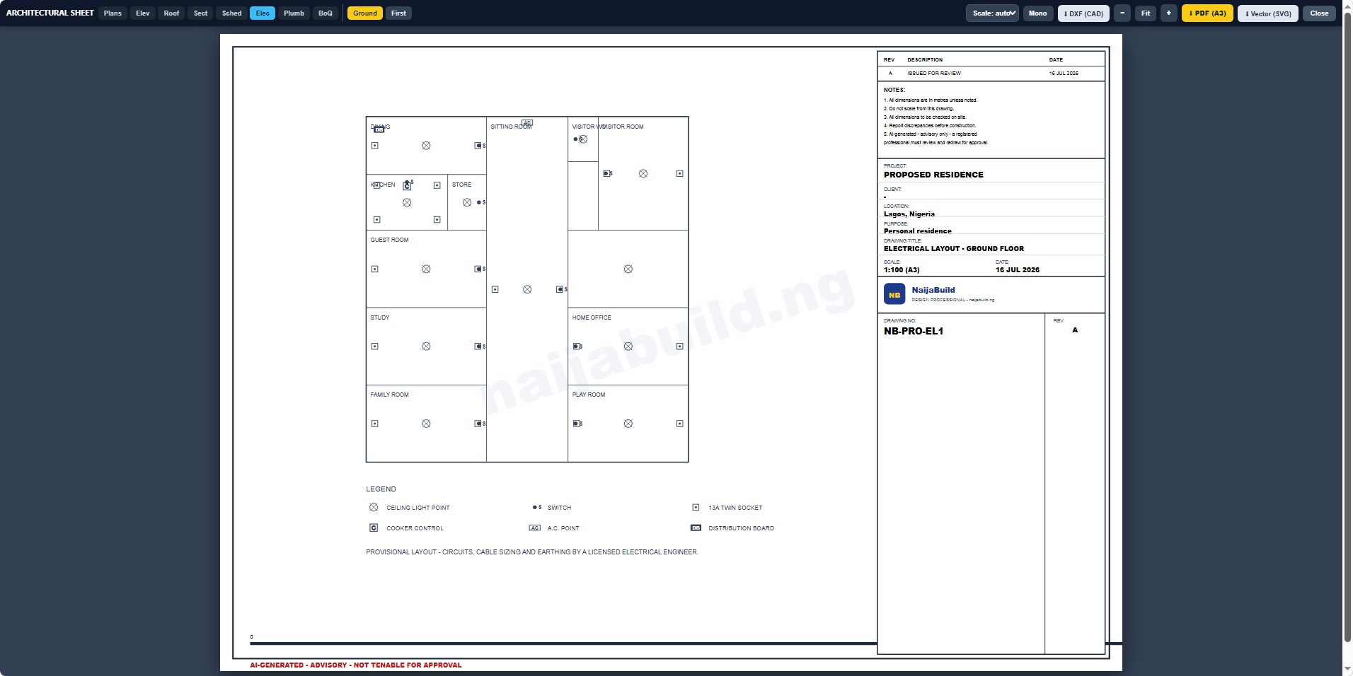 Electrical layout sheet
